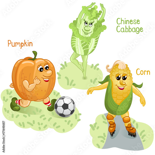 Vegetables engage in sports part 4 / There are pumpkin, Chinese cabbage and corn