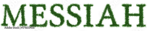 Messiah - 3D rendering fresh Grass letters isolated on whhite background.