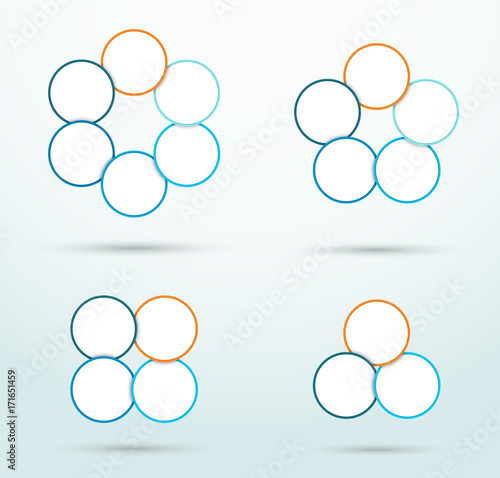 Infographic Outlined Circle Segments Linked Template Set
