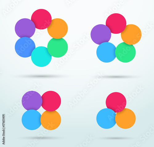 Infographic Colourful Circle Segments Linked Template Set