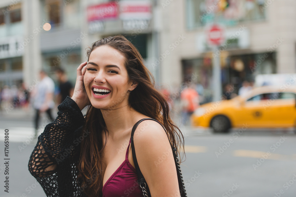Happy young woman in the city Happy young woman in the city