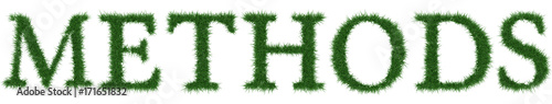 Methods - 3D rendering fresh Grass letters isolated on whhite background.