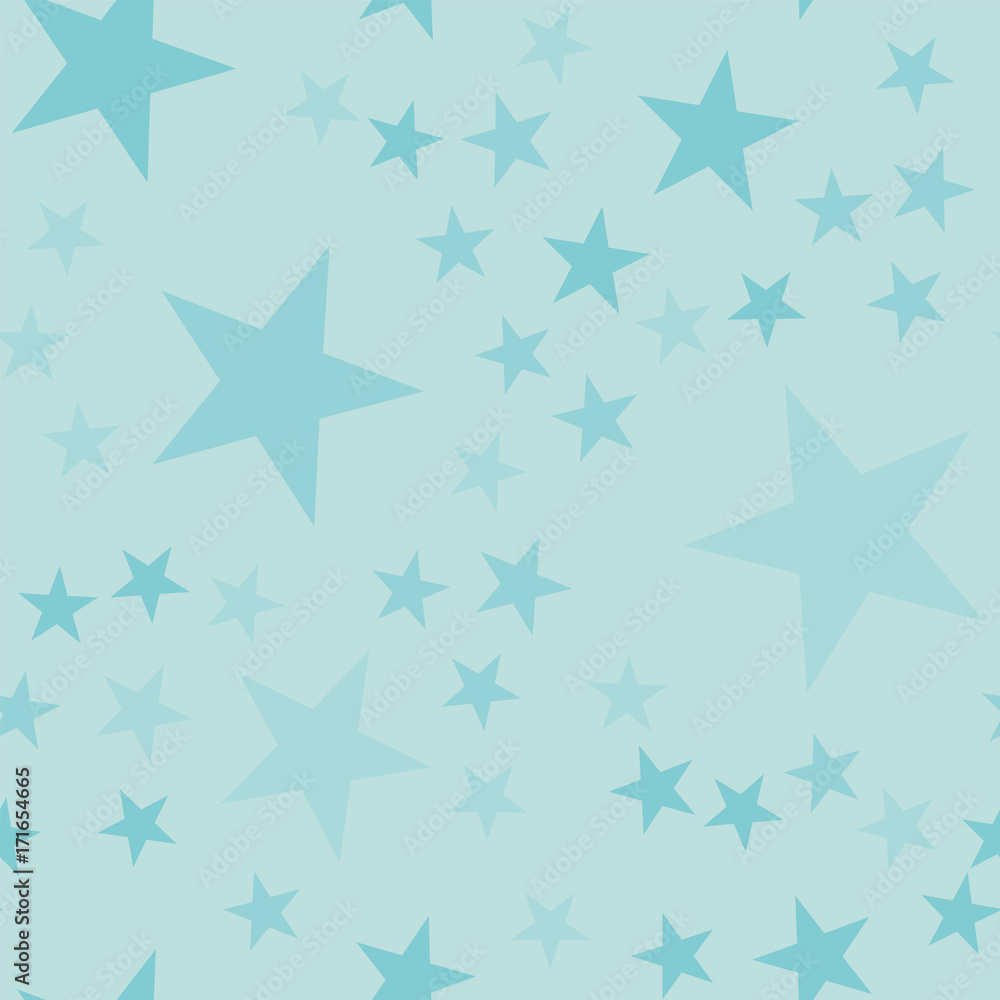 Turquoise stars seamless pattern on light blue background. Uncommon endless random scattered turquoise stars festive pattern. Modern creative chaotic decor. Vector abstract illustration. Turquoise stars seamless pattern on light blue background. Uncommon endless random scattered turquoise stars festive pattern. Modern creative chaotic decor. Vector abstract illustration.