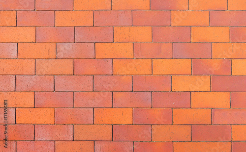 Background red and orange brick walkway.