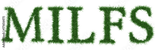 Milfs - 3D rendering fresh Grass letters isolated on whhite background.