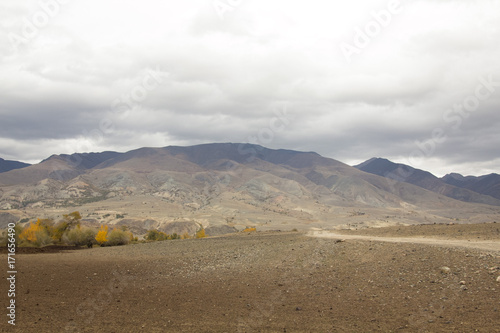 Beautiful mountain view on a cloudy autumn day. Altai, Russia