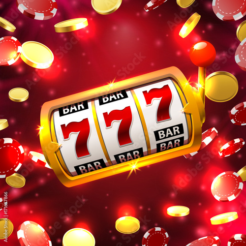 Big win slots 777 banner casino on the red background. Vector illustration