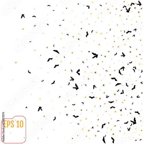 Vector pattern with bats and gold stars