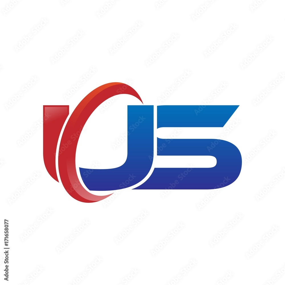 modern vector initial letters logo swoosh us red blue modern vector initial letters logo swoosh us red blue
