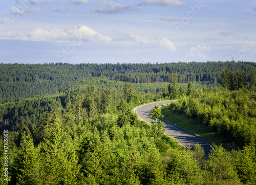 High angle view of a  curving road in the Black Forest Region  ( B500 )