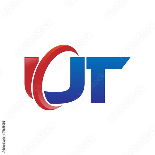 modern vector initial letters logo swoosh ut red blue