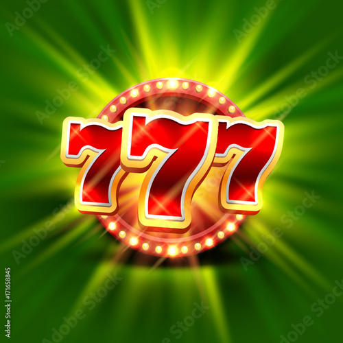 Big win slots 777 banner casino on the green background . Vector illustration 