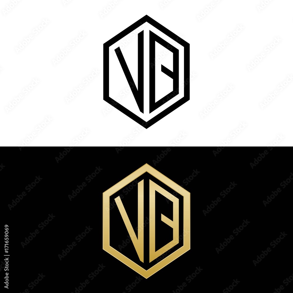initial letters logo vq black and gold monogram hexagon shape vector initial letters logo vq black and gold monogram hexagon shape vector