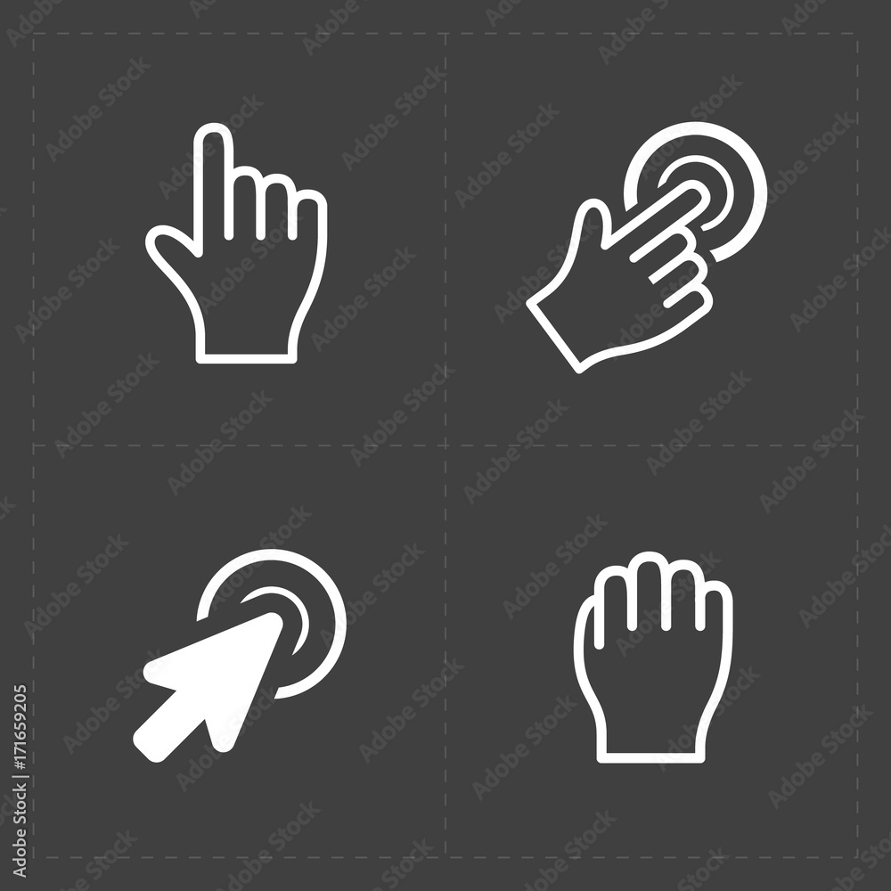 Pixel cursors icons on black.Vector Illustration. Pixel cursors icons on black.Vector Illustration.