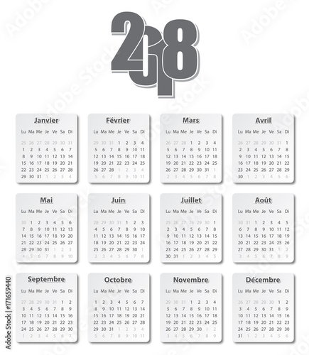 Calendrier 2018 gris