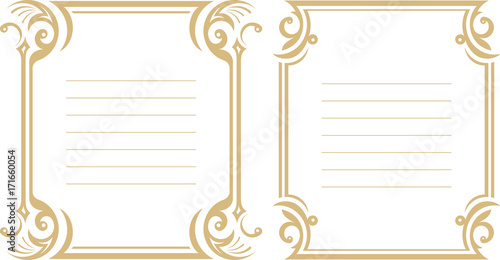 Pair of lined decorative frame in gentle tones.