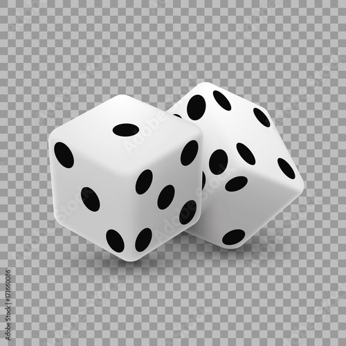 Casino dice on a transparent background, design element template. Vector illustration