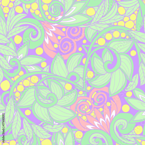 Seamless floral vintage pattern in light  vanilla spring green a