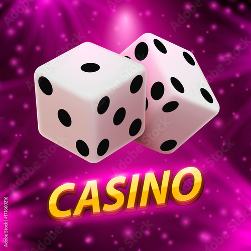 Casino dice banner signboard on background. Vector illustration