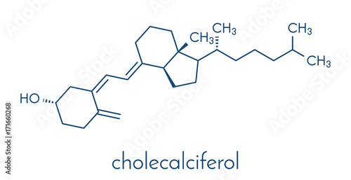 Vitamin D (D3, cholecalciferol) molecule. Skeletal formula.