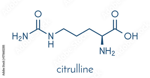 Citrulline amino acid molecule. Present in some athletic dietary supplements. Skeletal formula.