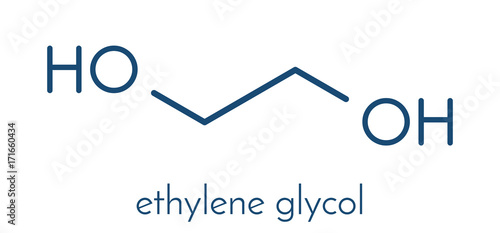 Ethylene glycol car antifreeze and polyester building block molecule. Skeletal formula.