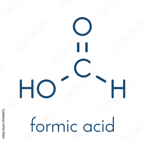 Formic acid molecule. Present in ant venom and in stinging nettle. Skeletal formula.