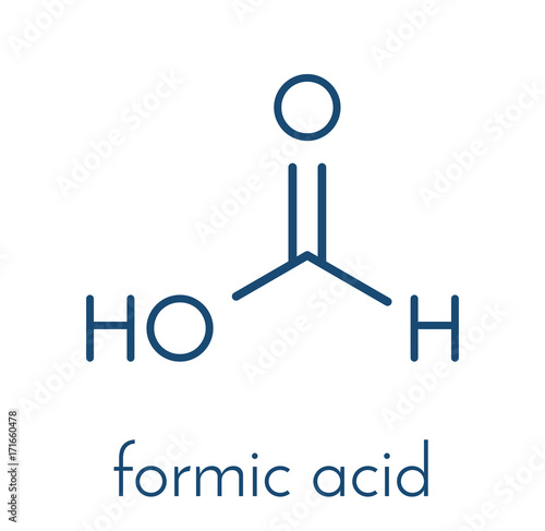 Formic acid molecule. Present in ant venom and in stinging nettle. Skeletal formula.