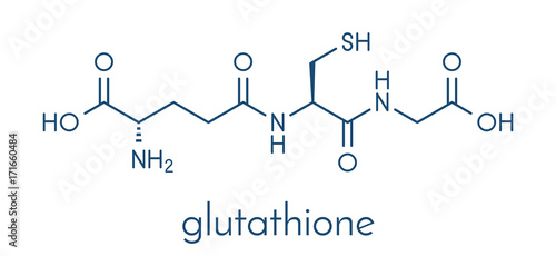Glutathione (reduced glutathione, GSH) endogenous antioxidant molecule. Skeletal formula. photo