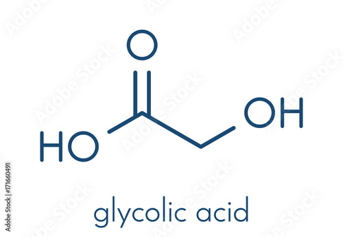 Glycolic acid (hydroacetic acid) molecule. Skeletal formula. photo
