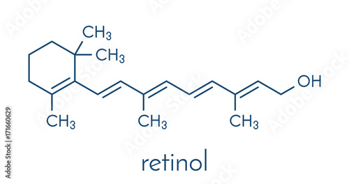 Vitamin A (retinol) molecule. Skeletal formula. photo