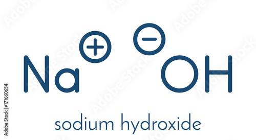 Sodium hydroxide (lye, caustic soda), chemical structure. Skeletal formula.