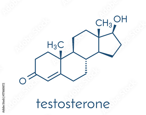 Testosterone male sex hormone (androgen) molecule. Skeletal formula. photo