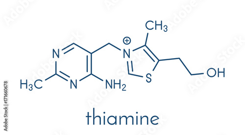 Vitamin B1 (thiamine) molecule. Skeletal formula.