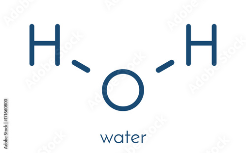 Water (H2O) molecule. Skeletal formula.