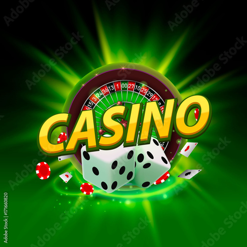 Casino dice roulette banner signboard on background . Vector illustration