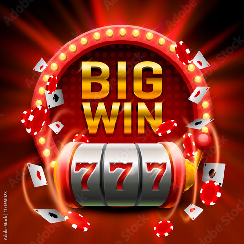 Big win slots 777 banner casino. Vector illustration 