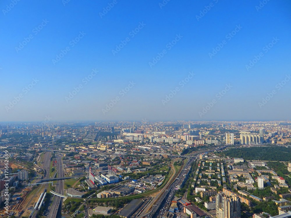 panorama of Moscow from the height of a skyscraper in Moscow-City