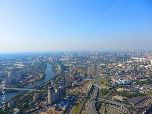 panorama of Moscow from the height of a skyscraper in Moscow-City