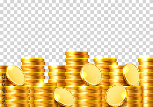 A lot of coins on a transparent background. Vector illustration photo