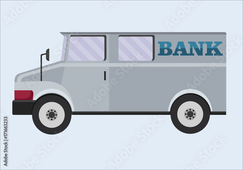 Armored Truck. Banking, transportation of valuables, collection services concept design element in flat style