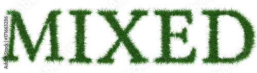 Mixed - 3D rendering fresh Grass letters isolated on whhite background.