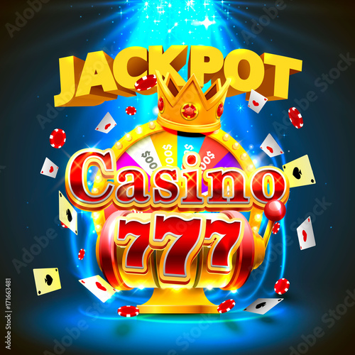 Jackpot casino 777 big win slots and fortune king banner. Vector illustration
