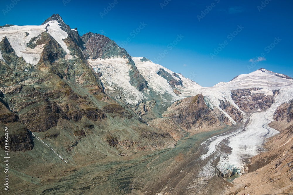 View of Pasterze glacier and Grossglockner mountain in Hohe Tauern National Park