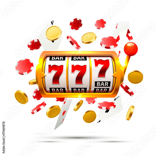 Big win slots 777 banner casino on the white background. Vector illustration 