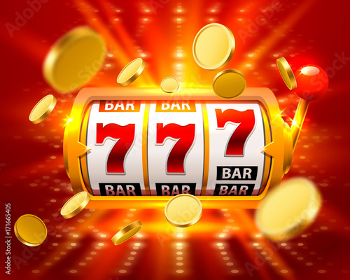 Golden Big win slots 777 banner casino fly coins . Vector illustration