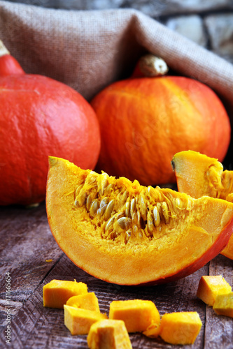 Pumpkin and pumpkin slices Autumn Healthy Food Nutrition Seasona