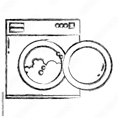 figure nice drayer machine technology to clean the clothes vector illustration