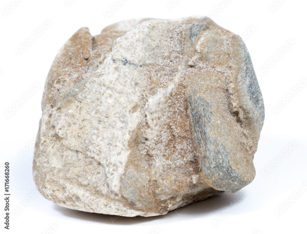 Single natural stone on white background Single natural stone on white background
