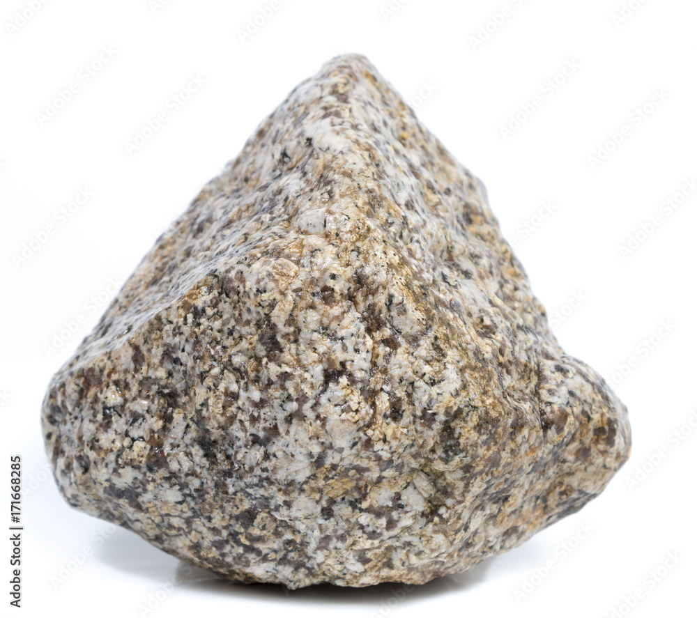 Single natural stone on white background Single natural stone on white background